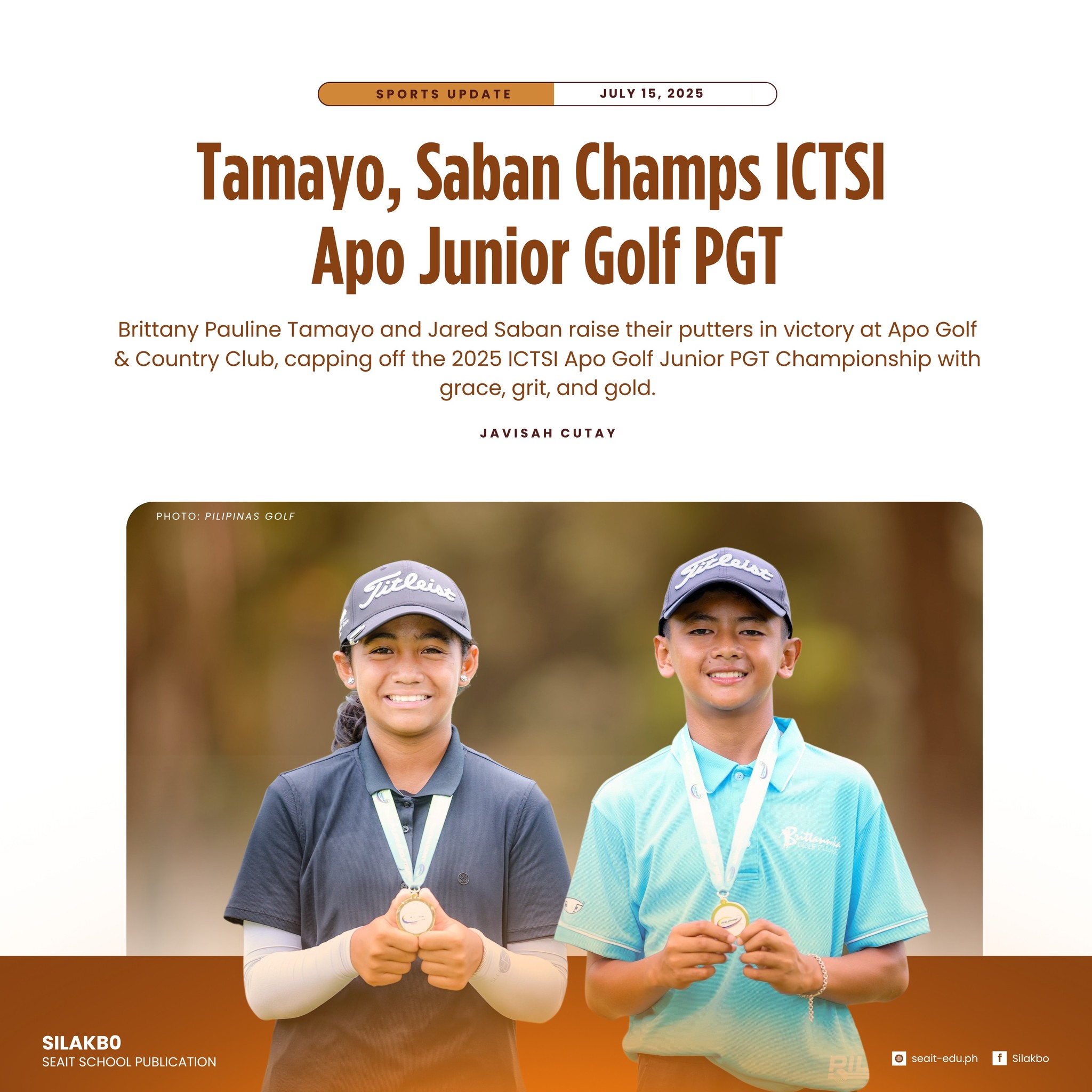 𝗧𝗮𝗺𝗮𝘆𝗼, 𝗦𝗮𝗯𝗮𝗻 𝗖𝗵𝗮𝗺𝗽 𝗜𝗖𝗧𝗦𝗜 𝗔𝗽𝗼 𝗝𝘂𝗻𝗶𝗼𝗿 𝗚𝗼𝗹𝗳 𝗣𝗚𝗧